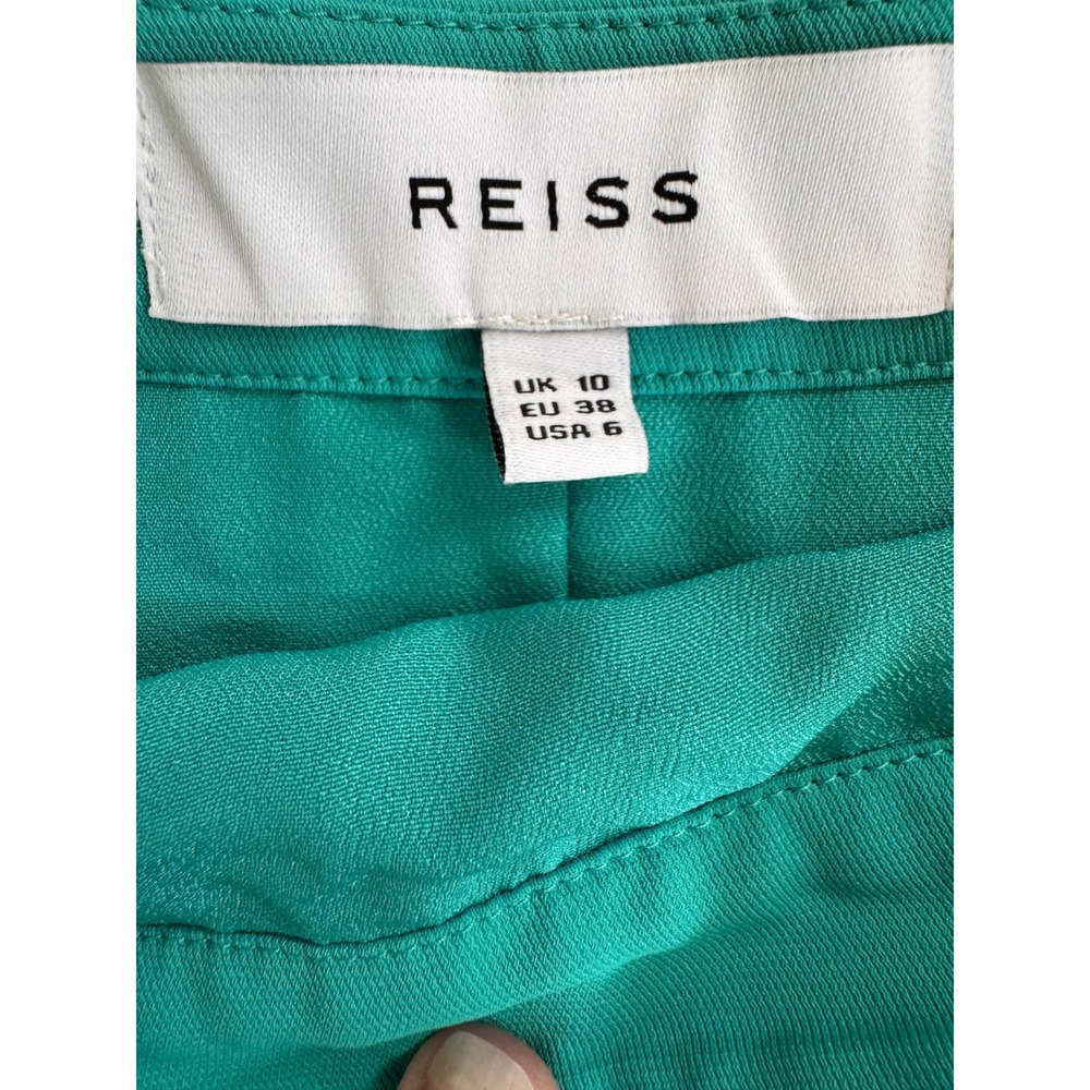 REISS Isidora Skirt Womens 6 Teal Green Accordion Pleated Satin Midi - Picture 4 of 9